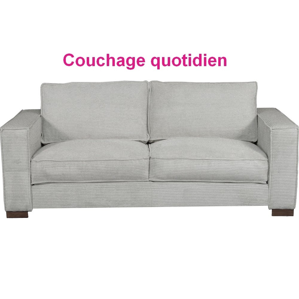 Canapé 3 places convertible en velours cottelé de luxe TEX, gris clair Canapé 3 places convertible en velours cottelé de luxe TEX, gris clair