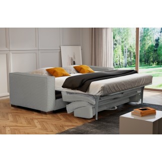 Canapé 3 places convertible en velours cottelé de luxe TEX, gris clair