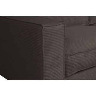 Canapé 3 places convertible en velours cottelé de luxe TEX, chocolat