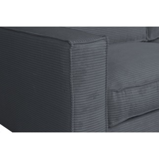 Canapé 3 places convertible en velours cottelé de luxe TEX, gris foncé