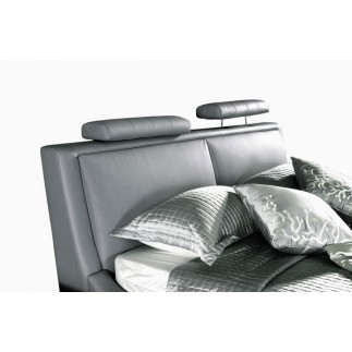 Lit en cuir italien de luxe LIVOURNE 140x190, gris foncé.