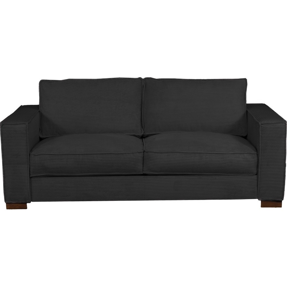 Canapé 3 places convertible en velours cottelé de luxe TEX, noir Canapé 3 places convertible en velours cottelé de luxe TEX, noir