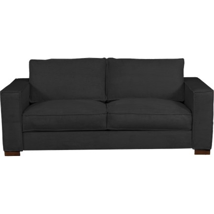 Canapé 3 places convertible en velours cottelé de luxe TEX, noir