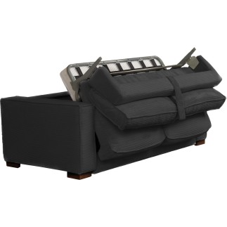 Canapé 3 places convertible en velours cottelé de luxe TEX, noir