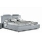 Lit en cuir italien de luxe LIVOURNE 140x190, gris clair. Lit en cuir italien de luxe LIVOURNE 140x190, gris clair.