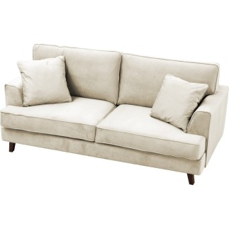 Canapé 3 places convertible en velours de luxe INDY, beige clair