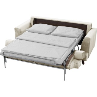 Canapé 3 places convertible en velours de luxe INDY, beige clair