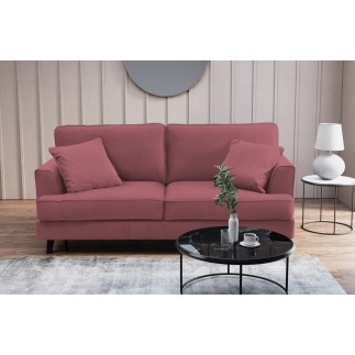 Canapé 3 places convertible en velours de luxe INDY, rose pale