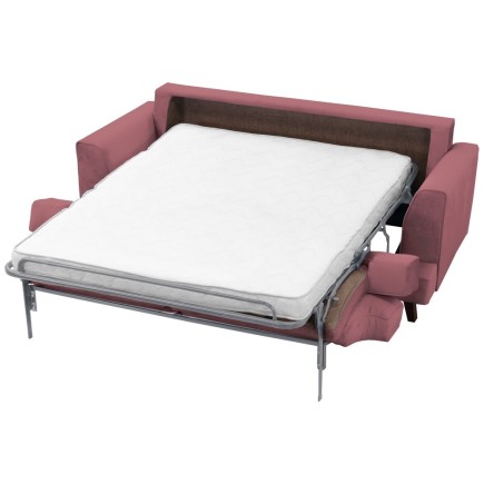 Canapé 3 places convertible en velours de luxe INDY, rose pale