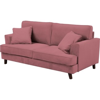 Canapé 3 places convertible en velours de luxe INDY, rose pale