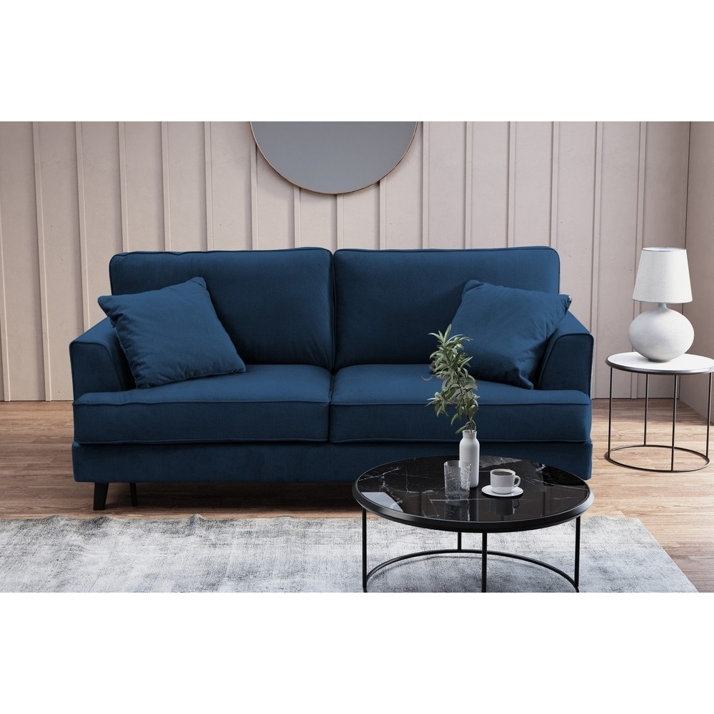 Canapé 3 places convertible en velours de luxe INDY, bleu foncé