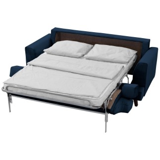 Canapé 3 places convertible en velours de luxe INDY, bleu foncé