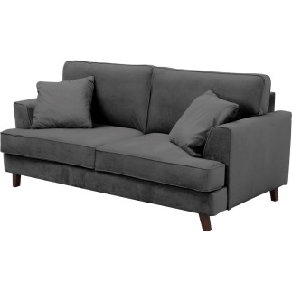 Canapé 3 places convertible en velours de luxe INDY, gris foncé