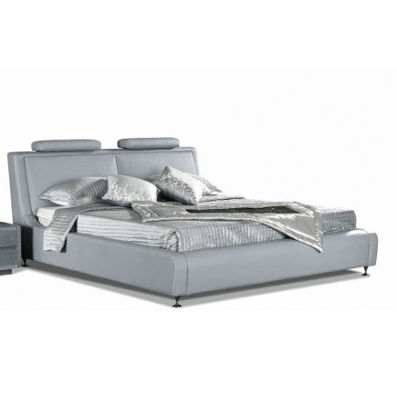 Lit en cuir italien de luxe LIVOURNE 160x200, gris clair.