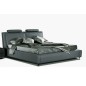 Lit en cuir italien de luxe LIVOURNE 180x200, gris foncé.