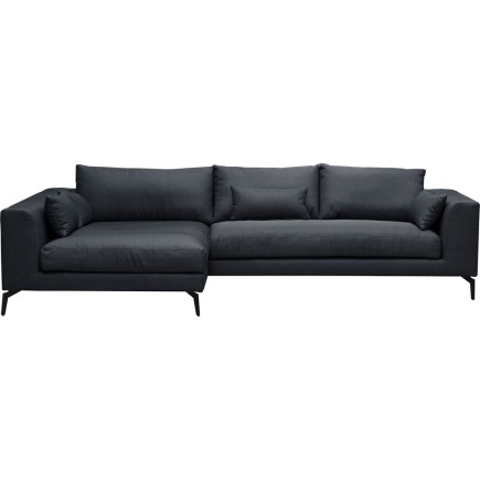 Canapé d'angle - en tissu luxe 5 places, BERGAMO, gris anthracite, angle gauche (vu de face)