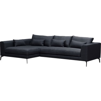 Canapé d'angle - en tissu luxe 5 places, BERGAMO, gris anthracite, angle gauche (vu de face)