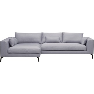 Canapé d'angle en tissu luxe 5 places, BERGAMO, gris, angle gauche (vu de face)