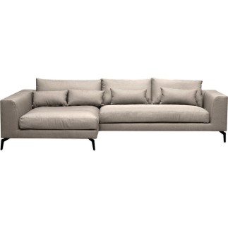 Canapé d'angle en tissu luxe 5 places, BERGAMO, beige, angle gauche (vu de face)