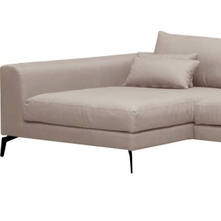 Canapé d'angle en tissu luxe 5 places, BERGAMO, beige, angle gauche (vu de face)