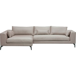 Canapé d'angle en tissu luxe 5 places, BERGAMO, beige, angle gauche (vu de face)