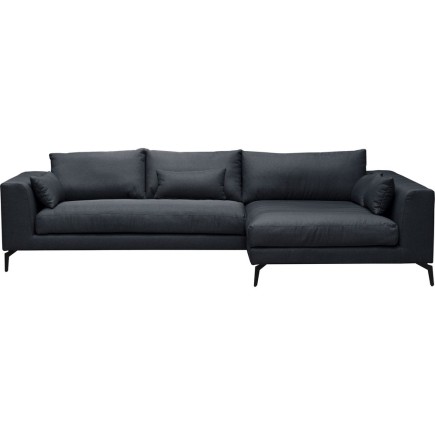 Canapé d'angle en tissu luxe 5 places, BERGAMO, gris anthracite, angle droit (vu de face)
