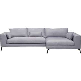 Canapé d'angle en tissu luxe 5 places, BERGAMO, gris, angle droit(vu de face)