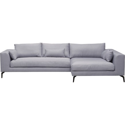 Canapé d'angle en tissu luxe 5 places, BERGAMO, gris, angle droit(vu de face)