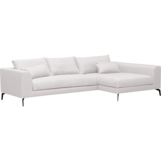 Canapé d'angle en tissu luxe 5 places, BERGAMO, blanc, angle droit (vu de face)