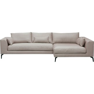 Canapé d'angle en tissu luxe 5 places, BERGAMO, beige, angle droit (vu de face)
