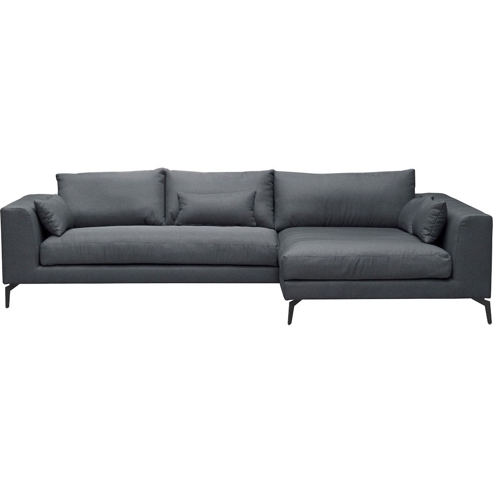 Canapé d'angle en tissu luxe 5 places, BERGAMO, gris foncé, angle droit (vu de face)