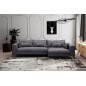 Canapé d'angle en tissu luxe 5 places, BERGAMO, gris foncé, angle droit (vu de face)