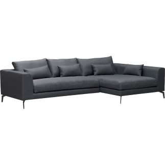 Canapé d'angle en tissu luxe 5 places, BERGAMO, gris foncé, angle droit (vu de face)