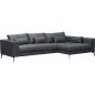 Canapé d'angle en tissu luxe 5 places, BERGAMO, gris foncé, angle droit (vu de face)