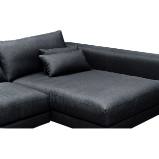 Canapé d'angle en tissu luxe 5 places, BERGAMO, gris foncé, angle droit (vu de face)