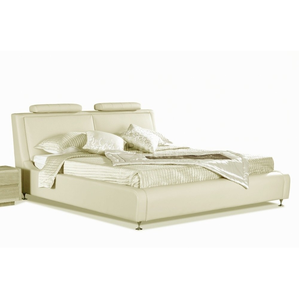 Lit en cuir italien de luxe LIVOURNE 160x200, écru. Lit en cuir italien de luxe LIVOURNE 160x200, écru.
