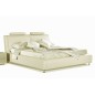 Lit en cuir italien de luxe LIVOURNE 160x200, écru. Lit en cuir italien de luxe LIVOURNE 160x200, écru.