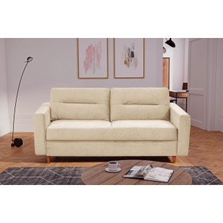 Canapé 3 places convertible en velours de luxe ATHENES, beige