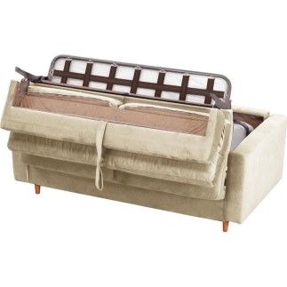 Canapé 3 places convertible en velours de luxe ATHENES, beige