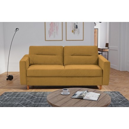 Canapé 3 places convertible en velours de luxe ATHENES, cuivre