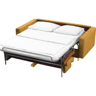 Canapé 3 places convertible en velours de luxe ATHENES, cuivre
