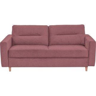Canapé 3 places convertible en velours de luxe ATHENES, rose pale