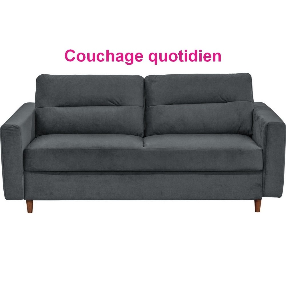 Canapé 3 places convertible en velours de luxe ATHENES, gris foncé Canapé 3 places convertible en velours de luxe ATHENES, gris foncé