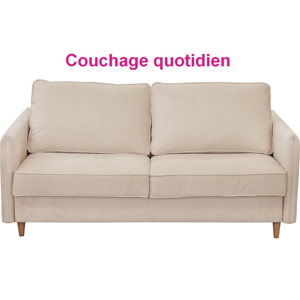 Canapé 3 places convertible en velours de luxe LISA, beige Canapé 3 places convertible en velours de luxe LISA, beige