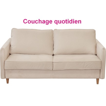 Canapé 3 places convertible en velours de luxe LISA, beige