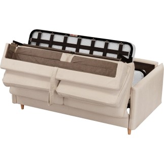 Canapé 3 places convertible en velours de luxe LISA, beige