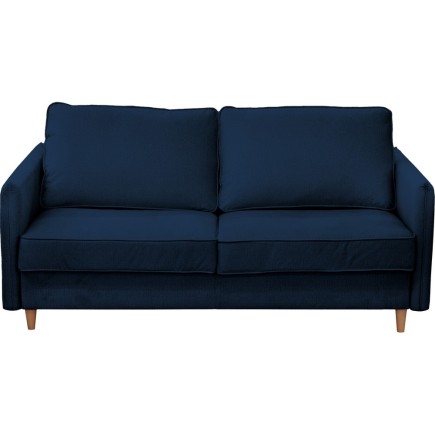 Canapé 3 places convertible en velours de luxe LISA, bleu foncé, usage quotidien