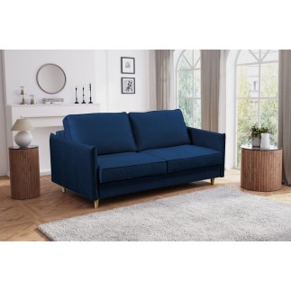 Canapé 3 places convertible en velours de luxe LISA, bleu foncé, usage quotidien