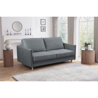 Canapé 3 places convertible en velours de luxe LISA, gris