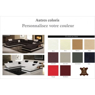 Canapé d'angle en cuir italien 8 places PERFECT, couleur personnalisée